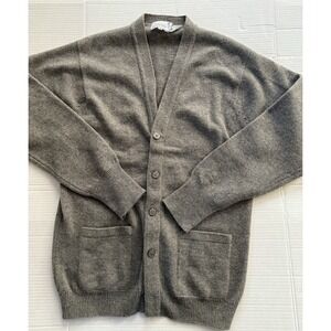 Snowflakes 100%‎ Lambswool Men's Cardigan Sweater Sz 38 Button Up Gray
